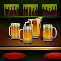 Beer pitcher and mugs